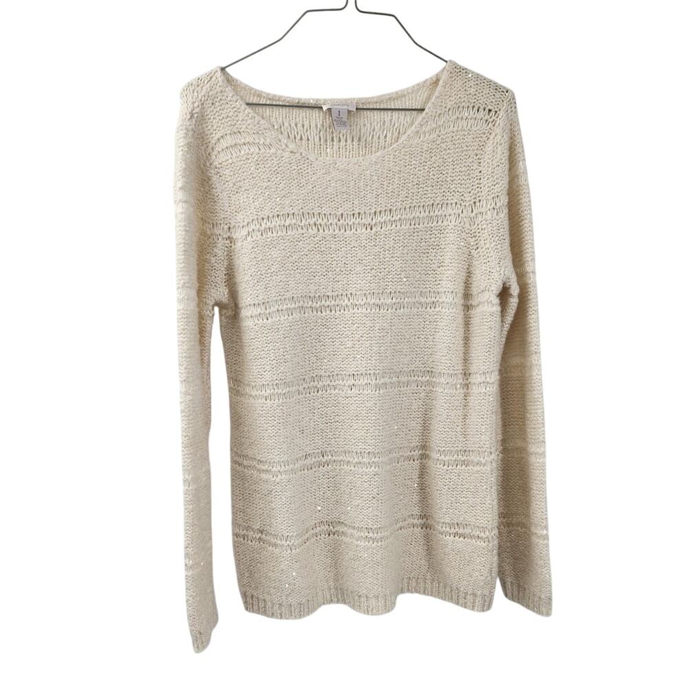 Chico's Cream Colored Long Sleeve Sweater Womens Size Large (Chico's Size 1)